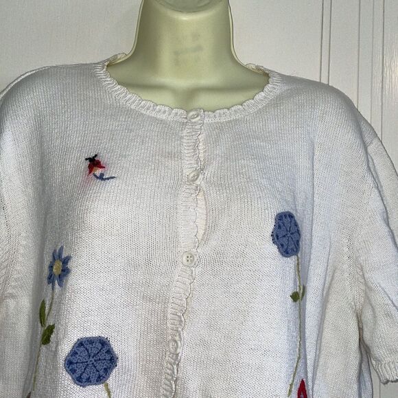 Alfred Dunner garden theme short sleeved cardigan - Picture 2 of 10